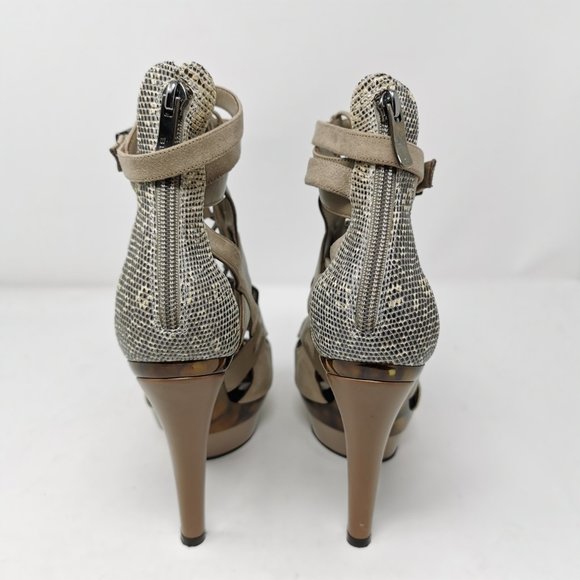 Barbara Bui Paris Runway Lace Up Taupe Heels - Picture 7 of 11